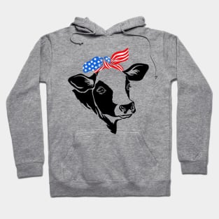 Patriotic Cow Bandana American Flag USA America Hoodie